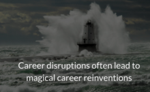 Disrupt your career graphic of lighthouse being pummeled by waves.