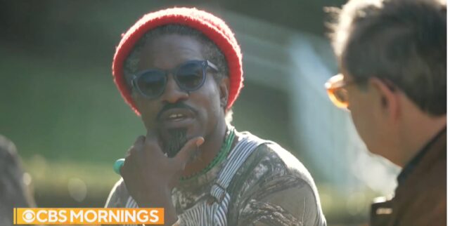 Rapper Andre3000 being interviewed by CBS regarding his new album