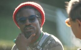 Rapper Andre3000 being interviewed by CBS regarding his new album