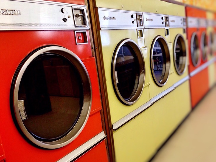 Vintage multicolored washing machines